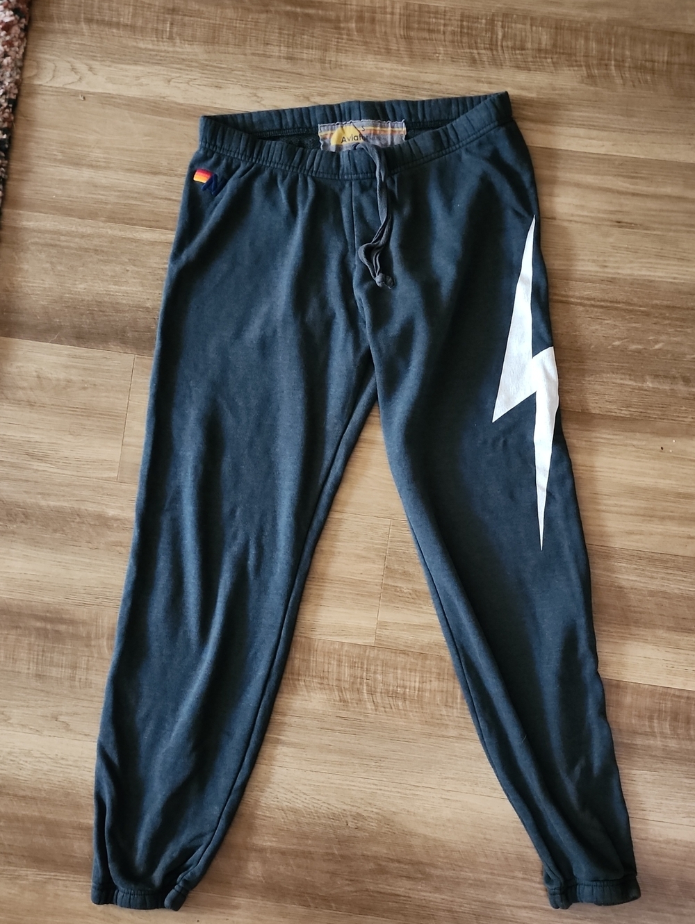 Aviator Nation Lightning Bolt Sweatpants Black Joggers Women's Lounge Pants